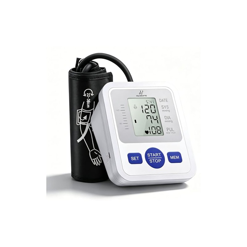 Tensiómetro de brazo MUINAIFTE, tensiómetro digital con pantalla, medición automática