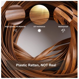 Feyart 32m/105ft 8mm Dark Wood Grain Brown Wicker Repair Kit, PE Rattan Repair Kit for Wicker Chair Fixing, Patio Furniture Repair