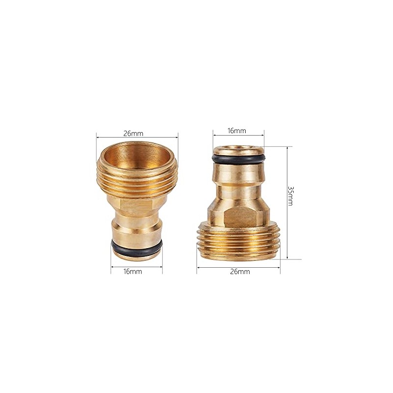Tech Traders 2Pack Garden Hose Quick Connector 3/4 inch Brass