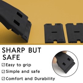 Plastic Razor Scraper with 10pcs Double Edged Plastic Blades Hair Extension Tool for Debris Sticker Label on Glass Windows Removal Scraper Tool (All Black)