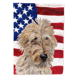 Caroline's Treasures SC9643CHF Golden Doodle 2 with American Flag USA Flag Canvas House Size, Large, Multicolor