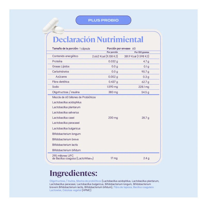B-fit Plus Probio 11 Cepas 60 Cápsulas Probiotico Natural Sabor