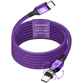 EndlesShine USB C to C Cable PD 240W (1 Pack 3.3ft) USB2.0 480MBPS & Data Transfer Cable 360° Rotating Charge Cables Phone Charge Cord for Type C Devices (Purple)