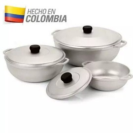 IMUSA 3-Piece Natural Cast Aluminum Dutch Oven Set Oven Safe Serving Piece Cookware