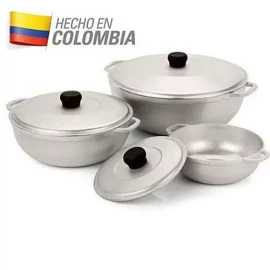 IMUSA 3-Piece Natural Cast Aluminum Dutch Oven Set Oven Safe Serving Piece Cookware