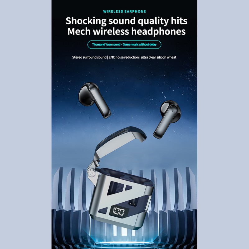 Cool mecha-style GT02 long-lasting best-selling semi-in-ear wireless BT headset