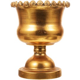 DEARMAMY Urn Planter Flower Pot Urn Classic Vase Metal Golden Urn Trumpet Vintage Flower Pots Arrangement Flowers Wedding Vase Antique French Cube Urn Pot