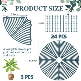 Sawysine 3 Pcs Plant Pot Cover Plant Protector from Animal Flower Pot Grid with Center Cutout Flower Cover Soil Protectors(11.8 in,Blackish Green)