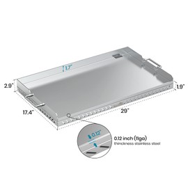 Stanbroil 28 inch Stainless Steel Flat Top Gas Grill Griddle Replacement for Blackstone 2-Burner Propane Fueled Grill Improved New Rear Grease Management System (Improved Version)
