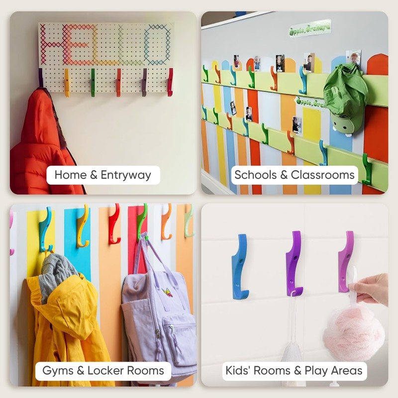 TOUGHOOK Unbreakable Plastic Safety Coat Hooks 10 Pack (Red)