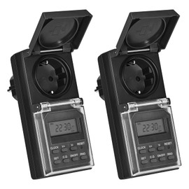 DEWENWILS Timer Socket Outdoor Digital IP44 with Random Function, 20 Switching Programmes for Christmas Decoration, Pond Pump, 16 A/3680 W, Pack of 2