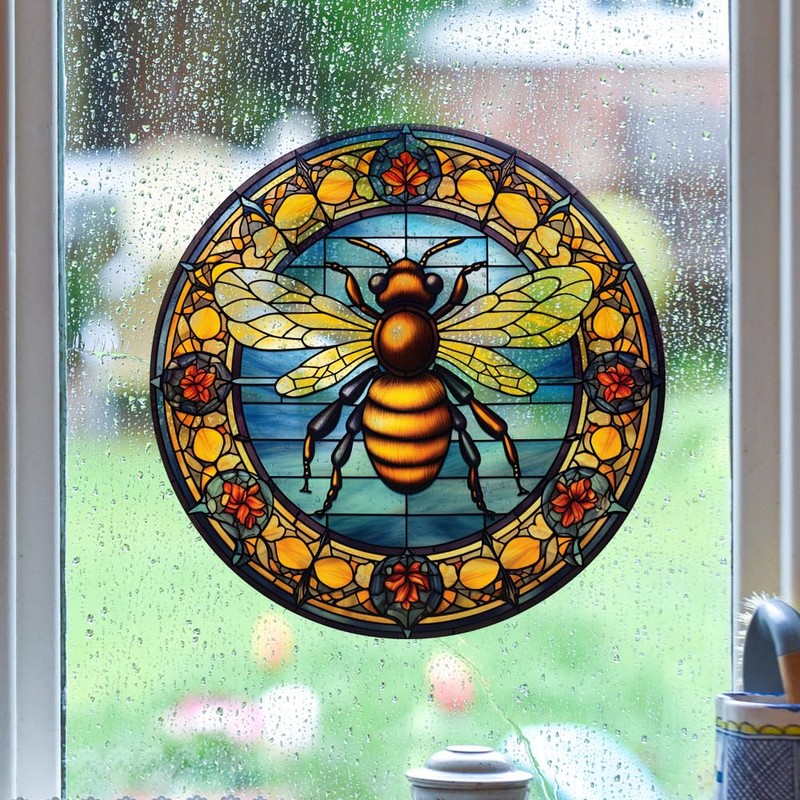 Window Stickers Bee Static Glass Clings Window Decals Animal Reusable