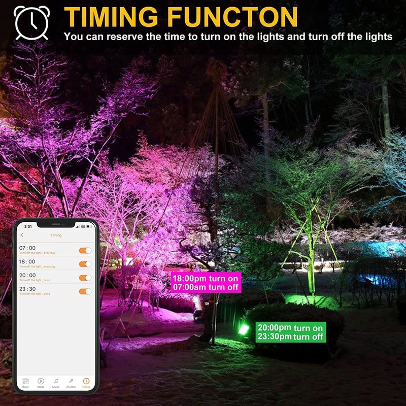 ChangM LED Flood Light Outdoor 500W Equivalent,Bluetooth RGB Flood Lights