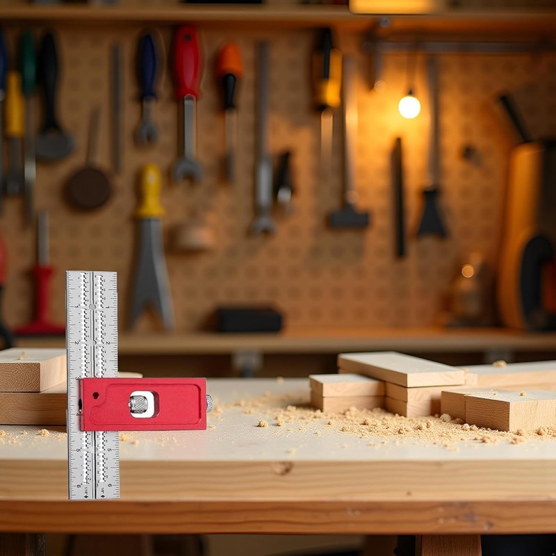 Red Combination Square Set Woodworking Joinery Measuring Ruler Carpenter Tools