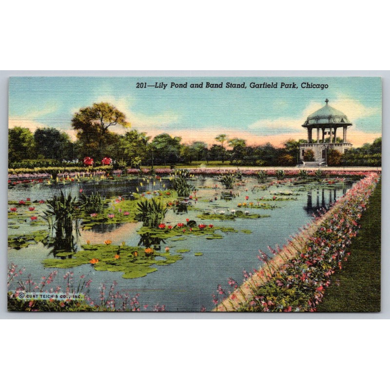c1940s Lily Pond Band Stand Garfield Park Chicago Postcard