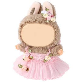 Doll Clothes, Cute Fashion Pink Flower Dress with Funny Hairpin Practical Outfit Accessories for Doll Dressing