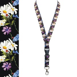 ROLSELEY Daisy & Ladybird Lanyard, Soft And Smooth Polyester Neck Strap with Metal Clip, Safety Breakaway & Detachable Buckle