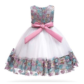 NSSMWTTC 6M-10Y Flower Girls Dresses Child Pageant Party School Graduation Easter A Line Dress 4T 5 Years (Pink,120)