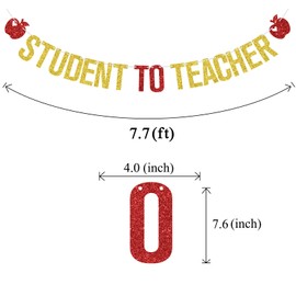 Gold Glitter Student to Teacher Banner, Congrats Grad/Congrats Teacher/Class of 2025, Funny 2025 Graduation Party Decorations Supplies