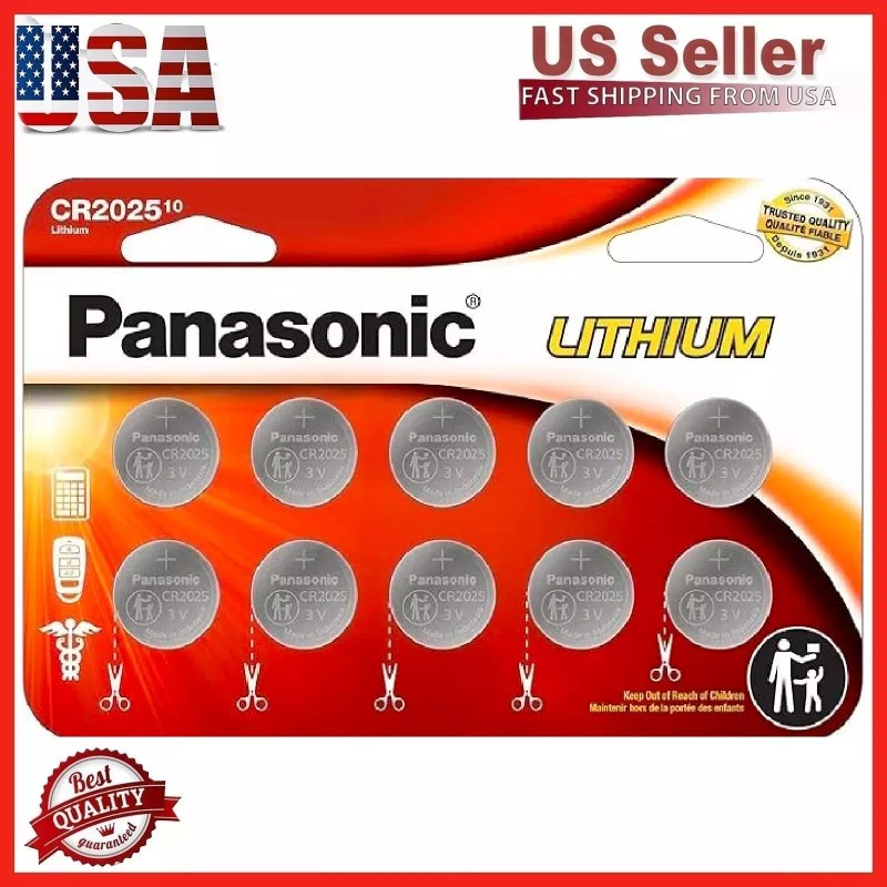 Panasonic 10 x PANASONIC LITHIUM BATTERY 3V CR2025 CR 2025