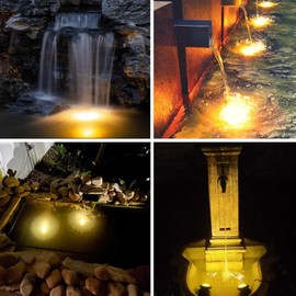 yoosuml Fountain Lights, Submersible Pond Lights Warm White Underwater 12 LEDs Landscape Spotlights IP68 Waterproof for Garden Yard Aquarium Pond Fountain Waterfall, (Set of 6)