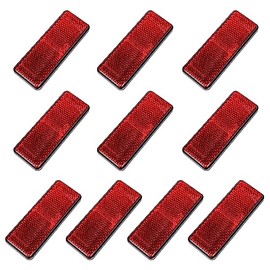 FajerminArt 10 Pack Red Self Adhesive All Plastic 3.46‘’ Rectangle Reflectors for Mailbox, Motobikes, Trailers, Trucks, Boats, Suv's, RV's
