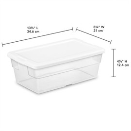 Sterilite 12-Pack 6 Quart Storage Box, Stackable Clear Plastic Bins with Snap-On Lids - Heavy-Duty Organizing Containers for Closet, Bathroom, and Office
