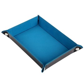 HiLLeo DND Dice Tray Rectangle Portable Folding Dice Rolling Tray for Dungeons and Dragons MTG RPG Role Playing Table Games and Dice Games (Blue)