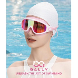 QALLY Adult Swimming Goggles-for-Men-Women-Goggles for Men:No Leaking Shatterproof Lenses with UV400 Protection Anti-Fog