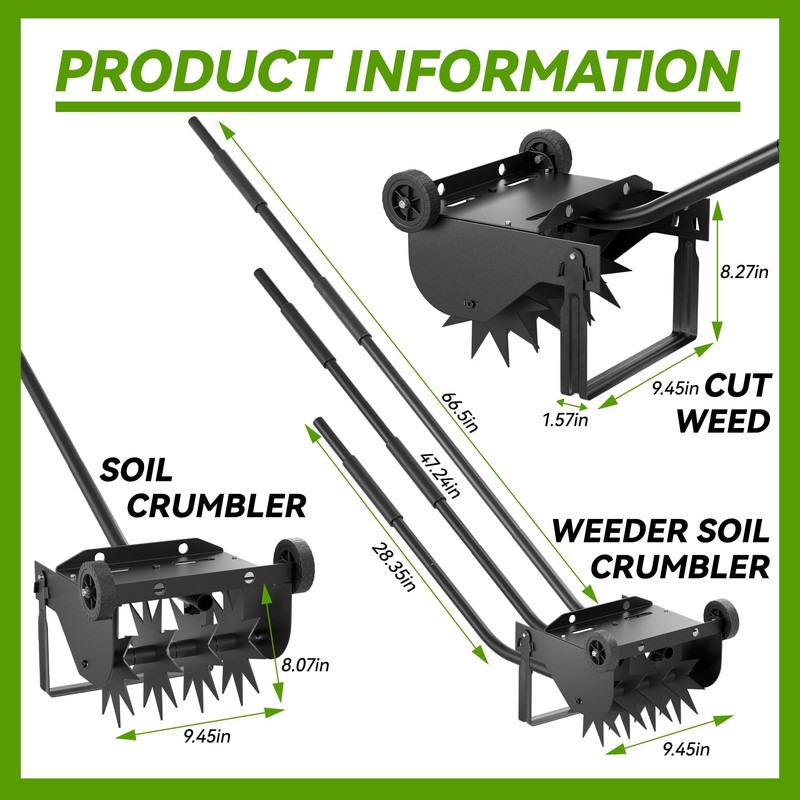 Lineware 9-Inch Lawn Aerator with Steel Handle,Heavy Duty Push Spike