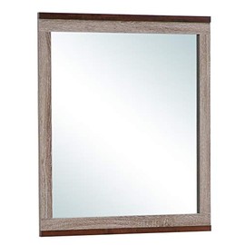 ZJMTOCYU Two-Tone Rustic Wood Mirror for Home Décor, Creates a Cozy Modern Vibe, Lightweight and Easy to Hang, Gray/Brown
