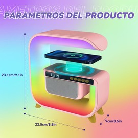 Lampara de Escritorio Inteligente, Lampara Inteligente, Lampara Led Recargable, RGB Inalámbricos Bocina Bluetooth, Lámpara de Mesa con Sonido Envolvente de 360°, Led Wireless Charging Speaker