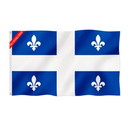 Double Sided Quebec Flag Canadian Province QC Flag 4x6FT 120x180cm Fade Proof Gorgeous Color Thicker Polyester with 2 Brass Grommets