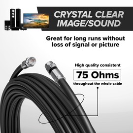 THE CIMPLE CO THE CIMPLE CO 100' Feet, Black RG6 Coaxial Cable (Coax Cable) with Weather Proof Connectors, F81 / RF, Digital Coax - AV, Cable TV, Antenna, and Satellite, CL2 Rated, 100 Foot