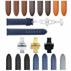 Ewatchparts 18-19-20-22-24mm Genuine Leather Watch Band Strap Smooth With Clasp Compatible With Montblanc