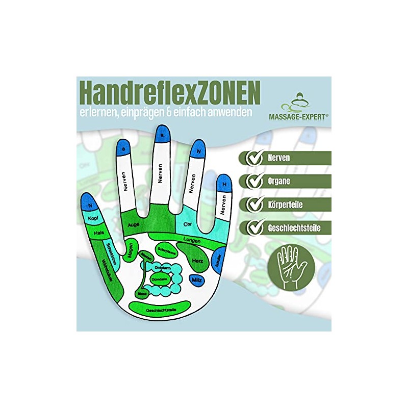Hand Reflex Zone Gloves for Hand Reflexology Massage German Lettering