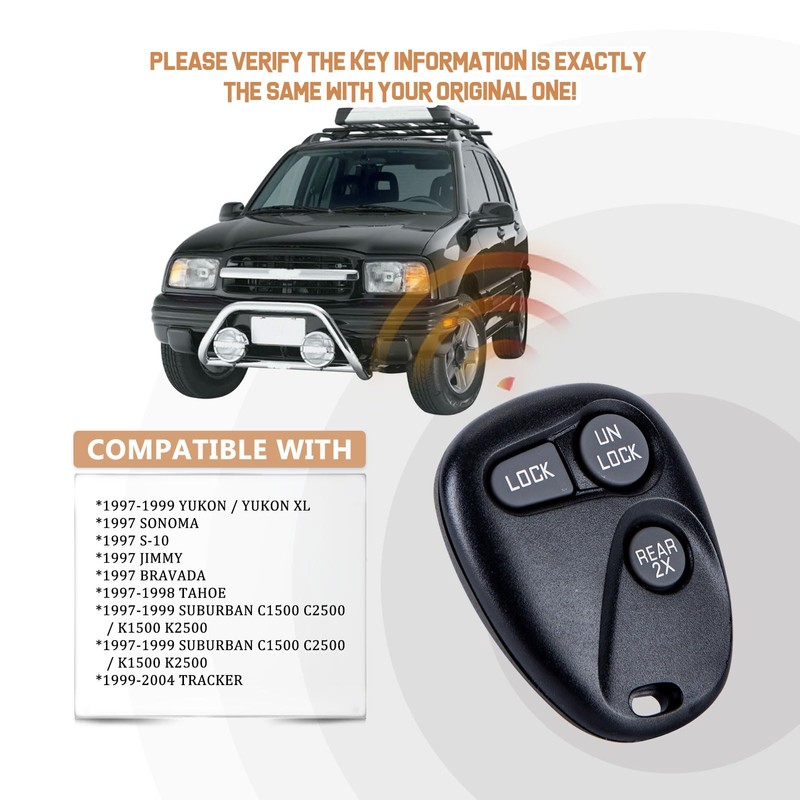 USAKeys New Keyless Entry Replacement Car Key Fob for 1997/1998/1999