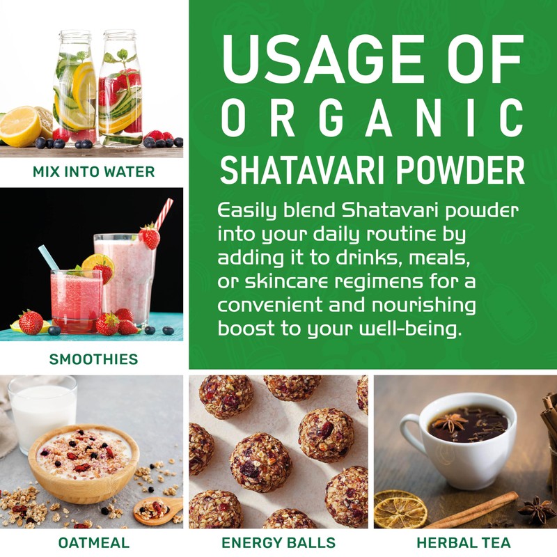 Jiva Organics Organic Shatavari Powder 14 Ounce Bulk Bag -