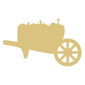 Wheelbarrow with Pumpkins Cutout Unfinished Wood Fall Deco Thanksgiving Door Hanger MDF Shape Canvas Style 1 (12")