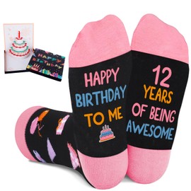 Juesly 12 Year Old Birthday Gifts for Girls - Socks for Girls with Pop Up Birthday Card, Presents for 12 Year Old
