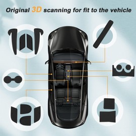 ECOZEN For Hyundai Kona SX2 Hybird (Electronic Petrol) 2024 2025 Non-Slip Mats Rubber Mats Door Seam Mats for Centre Console, Cup Holder, Storage Compartment, Door Seams, Shock Absorption, Protection