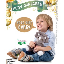 Naturally KIDS Small Dinosaur Backpack Dinosaur Toys for Kids 3-5 - Dinosaur Toys for 3 4 5 6 7 Year Old Girls Gift - Toddler Backpack for Boys Girls - Grey Triceratops - Dinosaur Plush Stuffed Animal