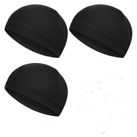 BRIIKPP Inner Cap for Helmets, Set of 3, Quick Drying, Sweat Absorbent, Cool, Ideal for Work/Motorcycle/Bicycle, Black