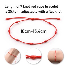 MANVEN Red Rope Cord Handmade Happiness for Family 7 Knot Bracelet Adjustable Kabbalah Protection Good Wish Bracelet for Women Best Friend Teens Man, Cotton, Bead