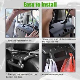 Dewkou 1 PC Car Grab Handles, PVC Safety Grip Handles for Child Elder, Universal Multifunctional Car Headrest Hook for Trucks, SUV, Cars (Black)