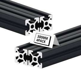 Bikykose 4PCS 11.8" 2020 T-Slot Aluminum Extrusion Profile, L Corner Bracket European Standard Anodized Linear Rail Guide for 28D Printer & CNC DIY, High-Strength Construction - Black