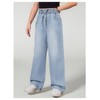 RoseSeek Girl's Drawstring Elastic High Waisted Jeans Straight Leg Denim