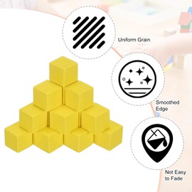 M METERXITY 100-Pack DIY Wooden Cube, 0.4 Inch(1 cm) Colored Natural Wood Blocks for Crafts Making Puzzle Games/Wedding/Home Decor/Dice/Building, Square Blank Block [Yellow]