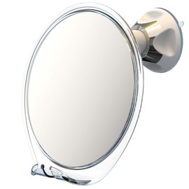 Luxo Shaving Mirror, Shower Mirror with a Razor Holder for Shaving with Powerful Suction Cup - Shatterproof Anti Fog Mirror for Shower (White/Clear)