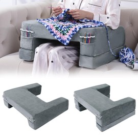 HOMBYS Foam Crochet Pillow for Lap Support, Adjustable Gaming Pillow for Lap, Bed and Sofa, Soft Velvet Lap Desk Pillow, Reading Pillow for Arm Rest, 2 Heights for Different People, Grey